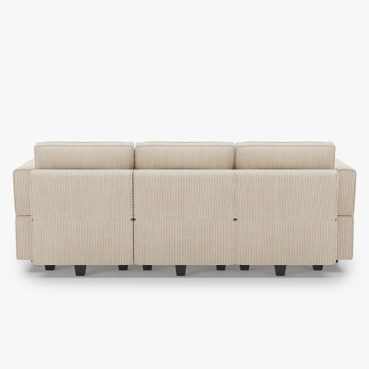 Belffin 6 Seats + 5 Sides Modular Wide Corduroy Sleeper Sofa with Storage Seat