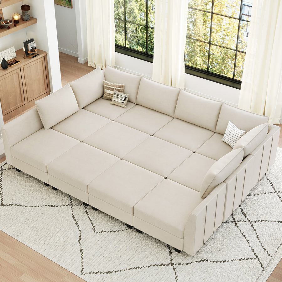 Cosmic-Latte-/-Velvet-12-Seat-Pit-Sectional