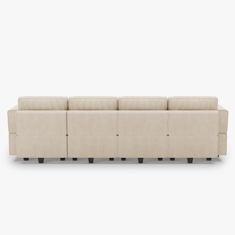 Belffin 6 Seats + 6 Sides Modular Wide Corduroy Sofa with Storage Seat