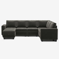 Iron-Grey-/-Velvet-7-Seat-U-Shaped-Sectional