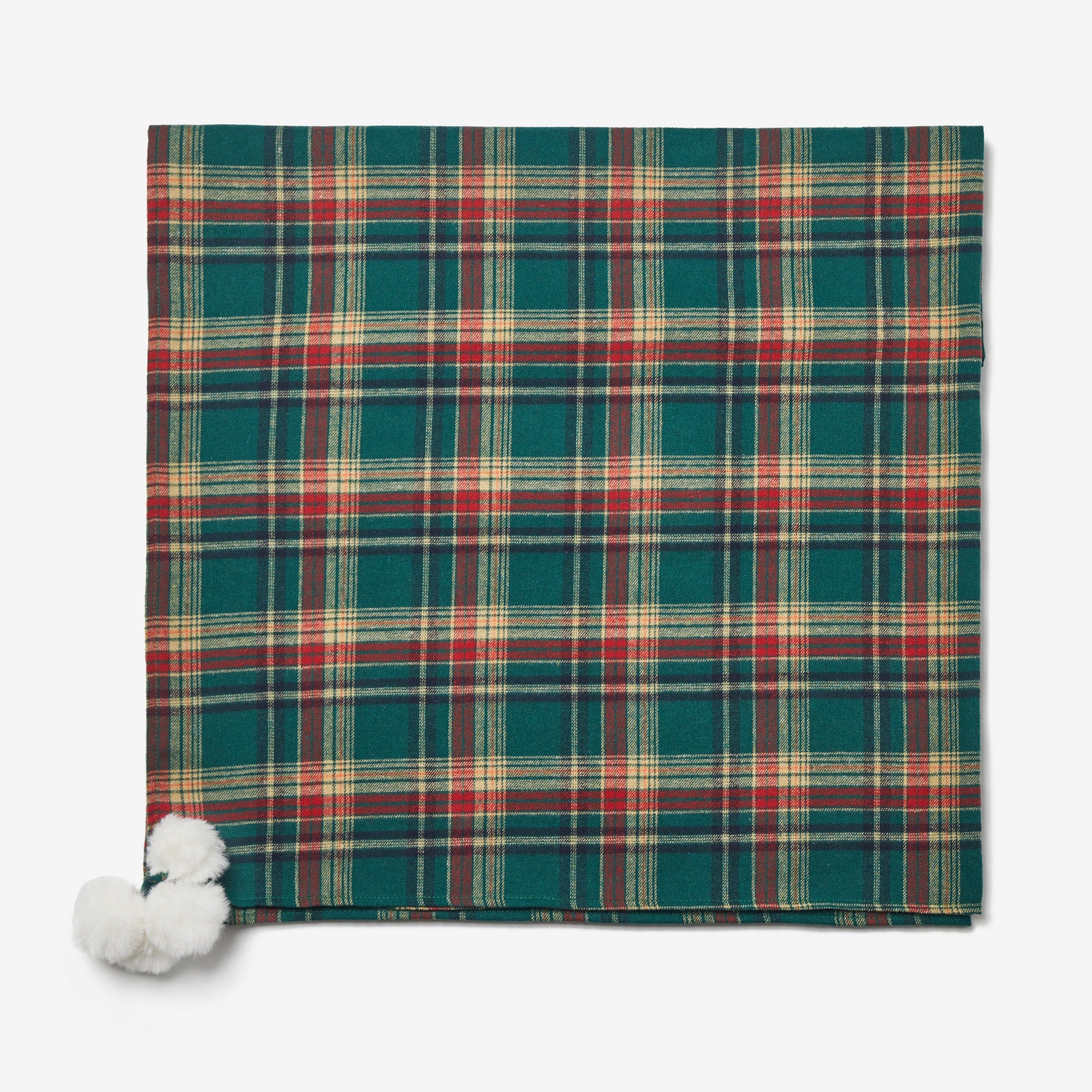 Belffin Festive Tartan Tablecloth with Pom-Poms