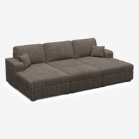 Mink-Brown-/-Corduroy-4-Seat-U-Shaped-Double-Chaise-Pit-Sectional