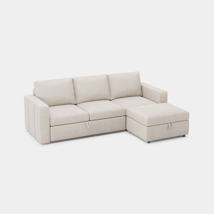 Cosmic-Latte-/-Velvet-4-Seat-L-Shaped-Pullout-Sectional