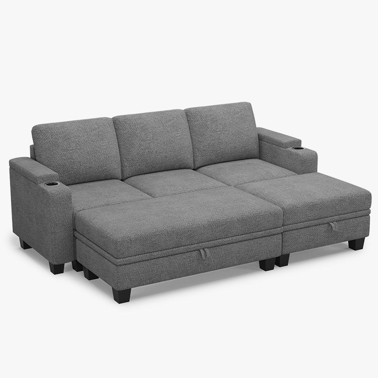 Belffin Modular 3 Seater Modular Chenille Sleeper Sofa