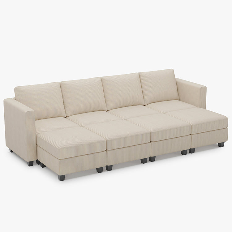 Belffin 8 Seats + 6 Sides Modular Corduroy Sleeper Sofa with Storage Seat