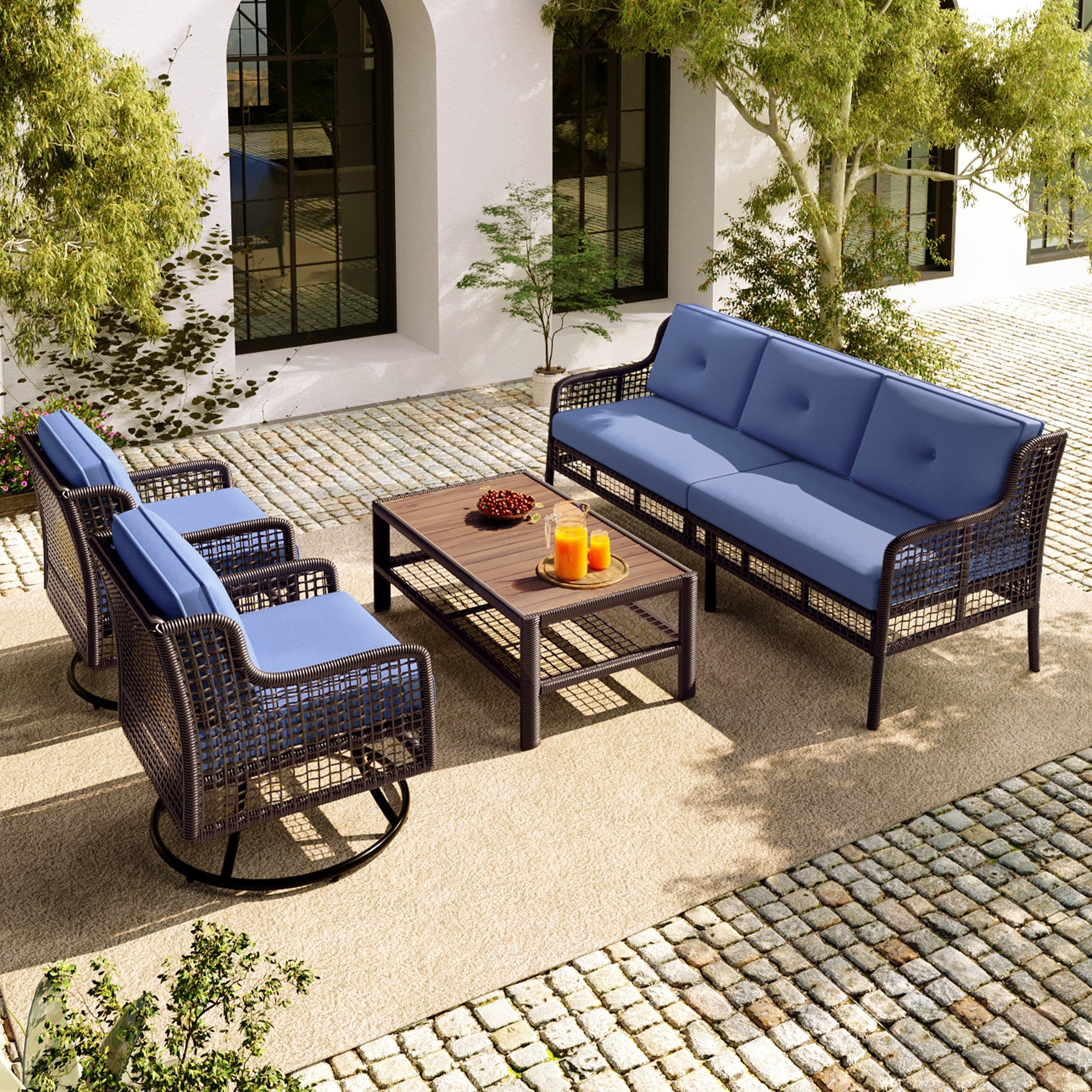 Zofia 4 Piece Patio Conversation Sofa Set