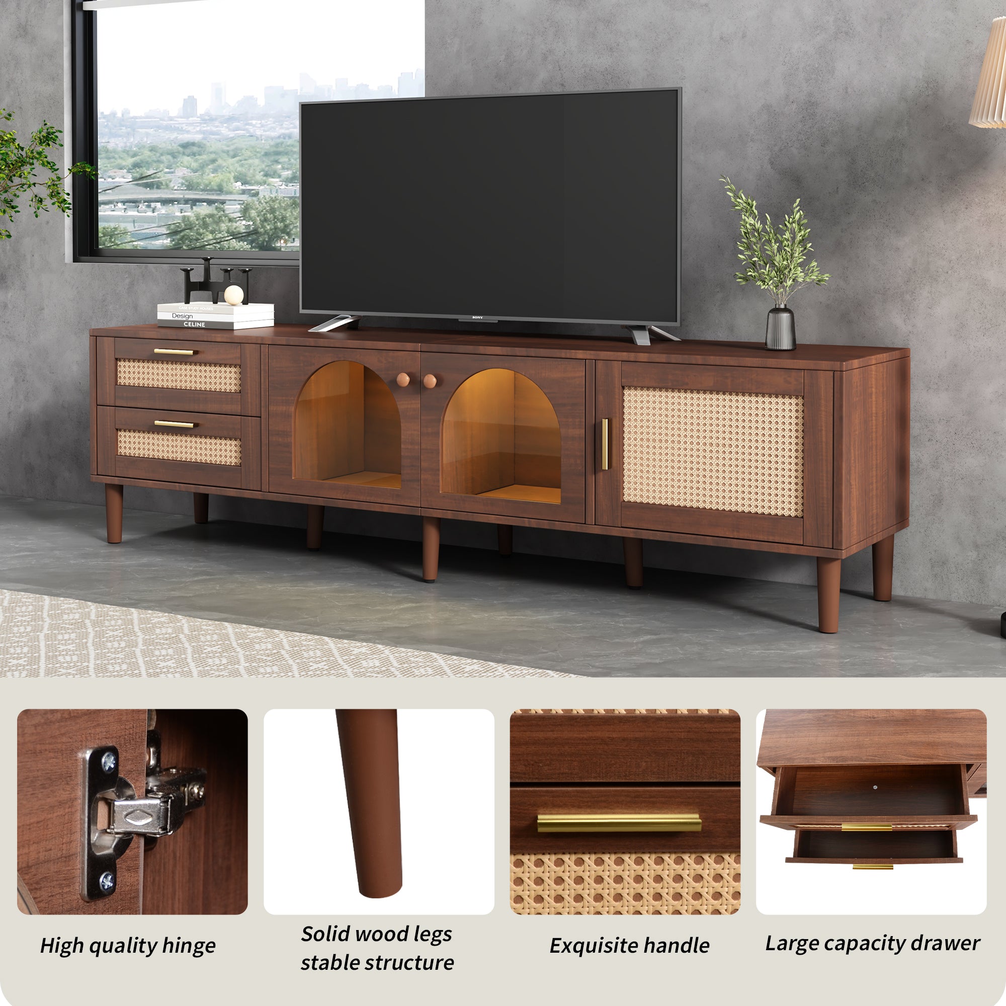 Rattan-inspired TV Stand