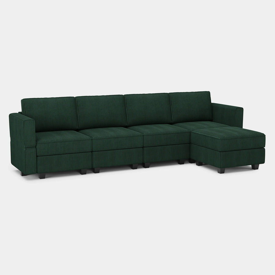 Seaweed-Green-/-Corduroy-5-Seat-L-Shaped-Sectional