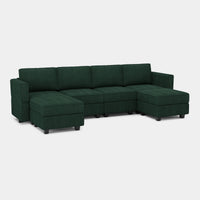 Seaweed-Green-/-Corduroy-6-Seat-U-Shaped-Open-Sectional