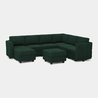 Seaweed-Green-/-Corduroy-8-Seat-U-Shaped-Sectional