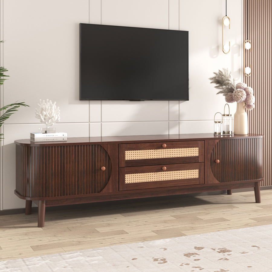 belffin-dark-wood-media-console-tv-stand-with-cane-and-fluted-doors