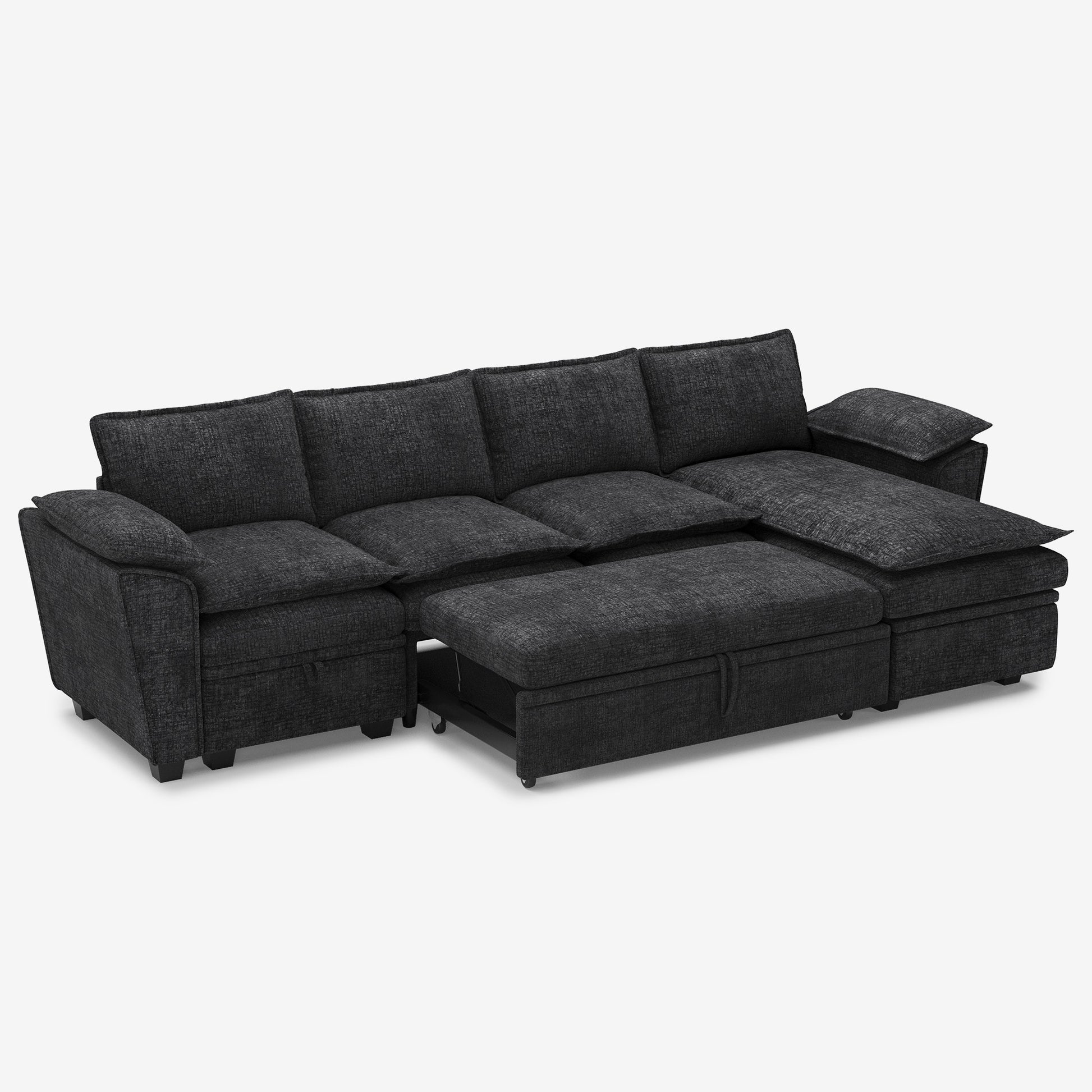 chenille-graphite-grey-4-Seats-L-Shaped-Sectional