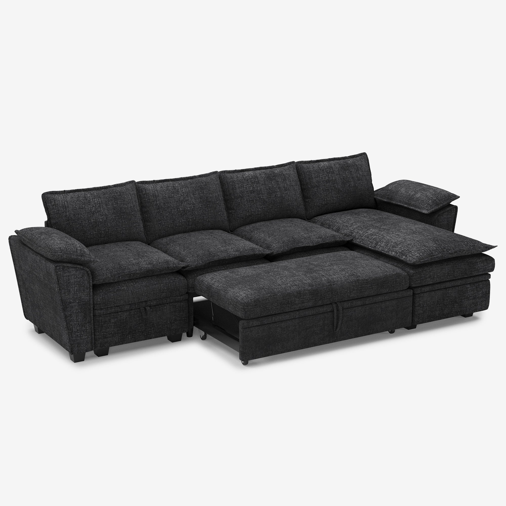 chenille-graphite-grey-4-Seats-L-Shaped-Sectional