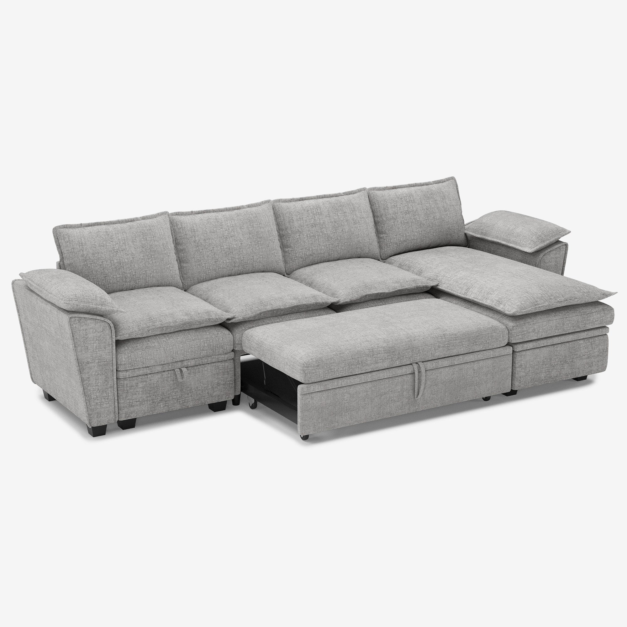chenille-cloud-grey-4-Seats-L-Shaped-Sectional