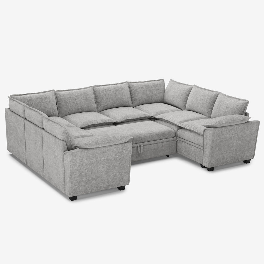 Cloud-Grey-/-Chenille-8-Seat-U-Shaped-Pullout-Sectional