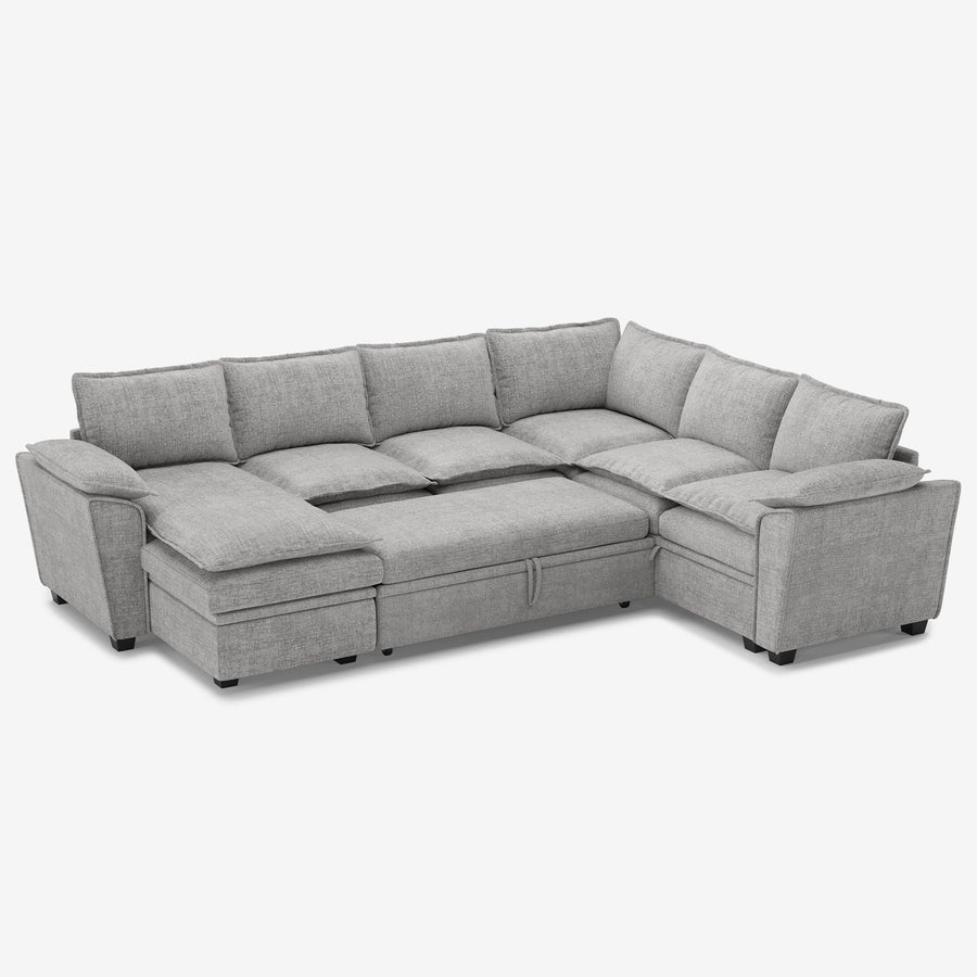 Cloud-Grey-/-Chenille-6-Seat-U-Shaped-Pullout-Sectional-with-Reversible-Chaise