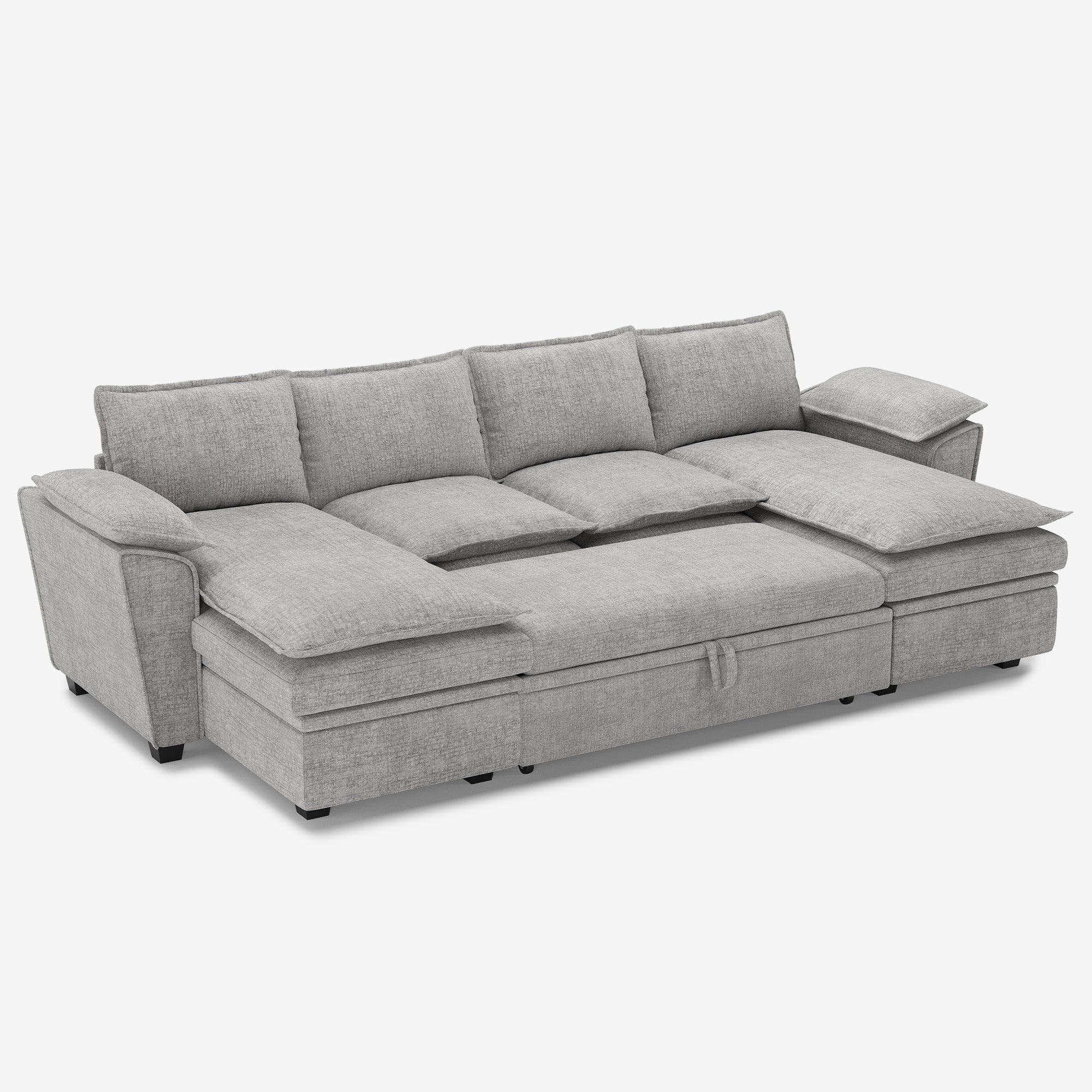 chenille-cloud-grey-4-Seats-U-Shaped-Sectional