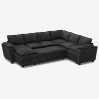 Graphite-Grey-/-Chenille-6-Seat-U-Shaped-Pullout-Sectional-with-Reversible-Chaise
