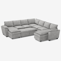 Cloud-Grey-/-Chenille-7-Seat-U-Shaped-Double-Chaise-Pullout-Sectional