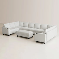 Misty-White-/-Chenille-11-Seat-U-Shaped-Sectional