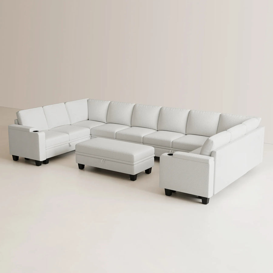 Misty-White-/-Chenille-11-Seat-U-Shaped-Sectional