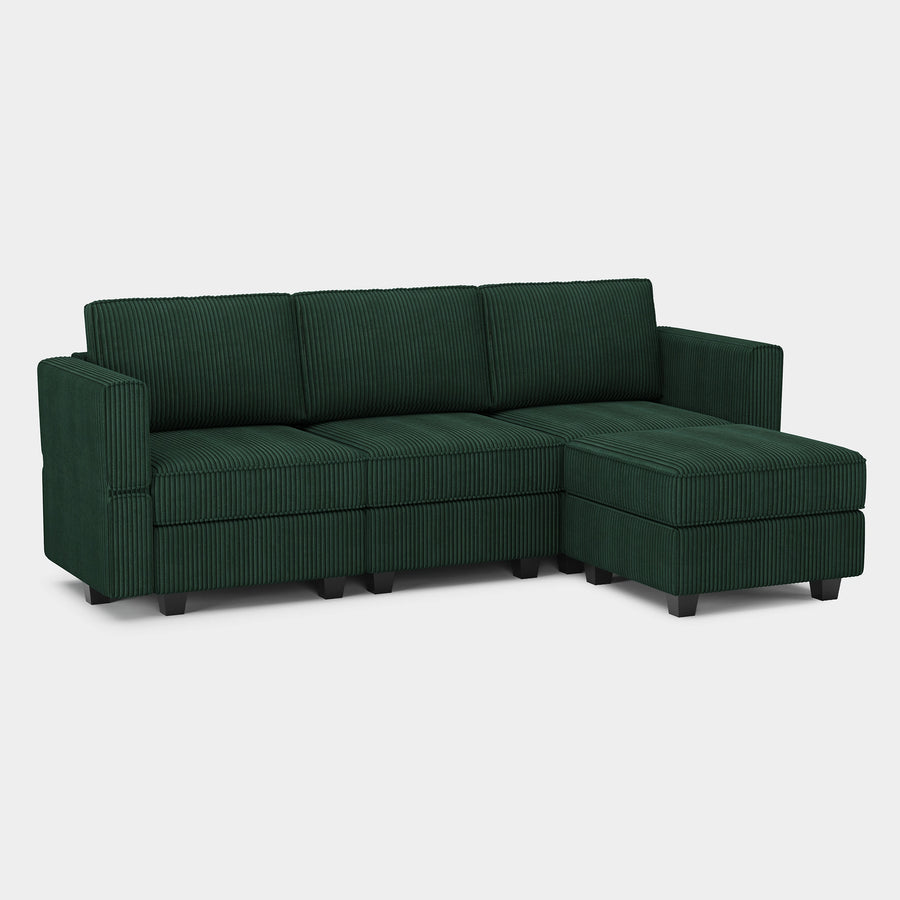 Seaweed-Green-/-Corduroy-4-Seat-L-Shaped-Sectional