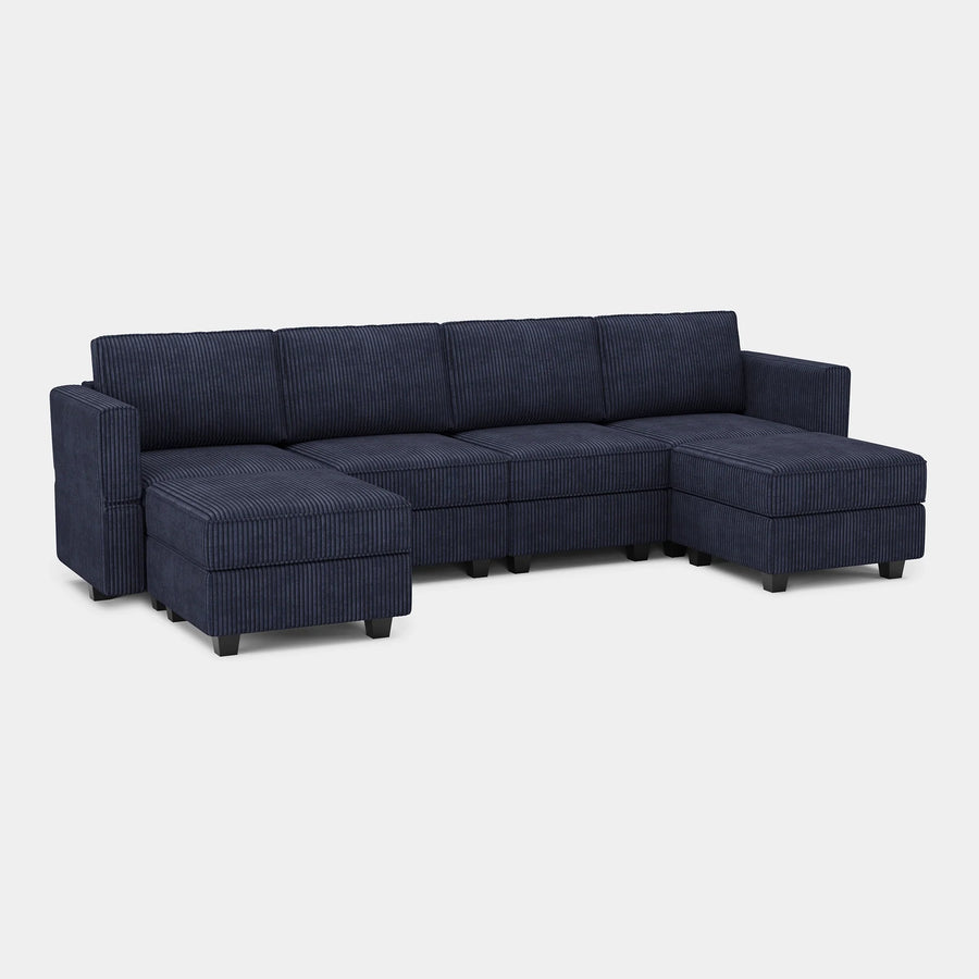 Indigo-Blue-/-Corduroy-6-Seat-U-Shaped-Open-Sectional