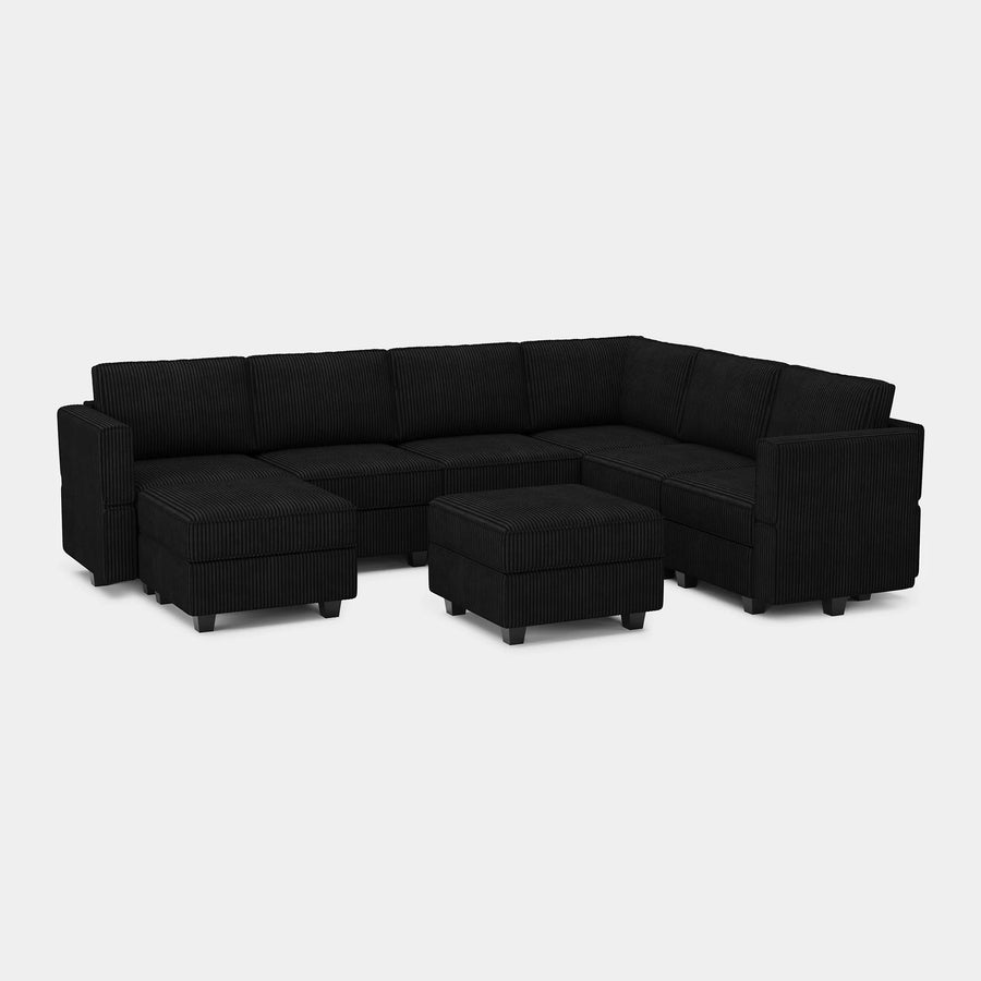 Obsidian-Black-/-Corduroy-8-Seat-U-Shaped-Sectional