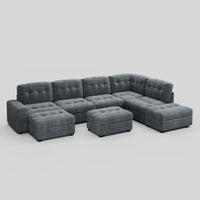 Pewter-Grey-/-Corduroy-5-Seat-L-Shaped-Sectional-with-2-Ottomans