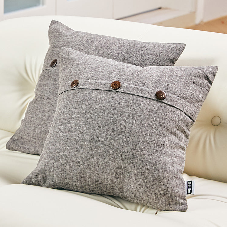 Belffin Button Vintage Linen Throw Pillow - Set of 2