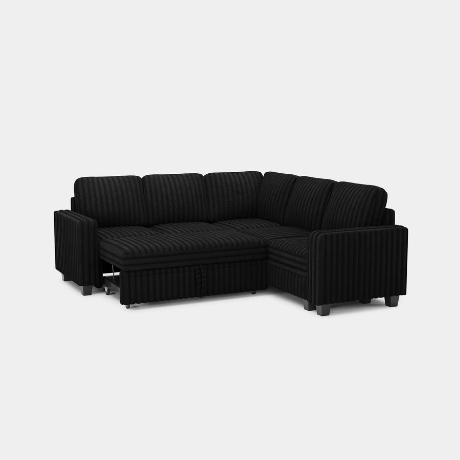 Piano-Black-/-Faux-Rabbit-Fur-Corduroy-5-Seat-L-Shaped-Pullout-Sectional