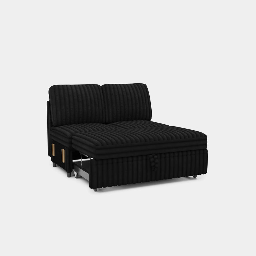 Piano-Black-/-Faux-Rabbit-Fur-Corduroy-Module-Pullout-Loveseat