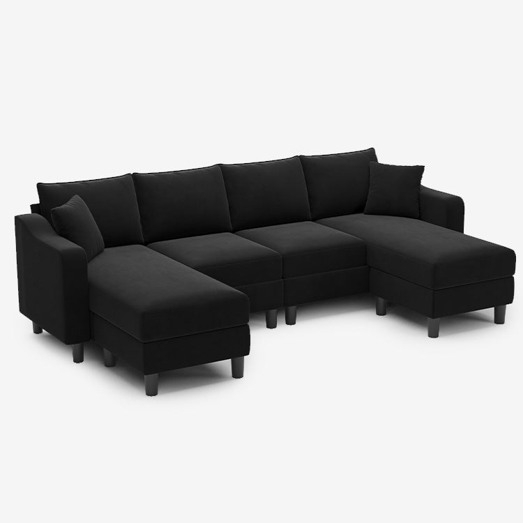 Belffin 6 Seats Velvet Sofa with Chaise