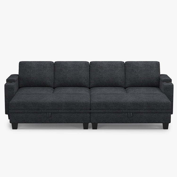 Belffin Modular 4 Seater Modular Chenille Sleeper Sofa with Storage Ottoman