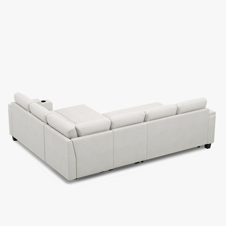 Belffin Modular 6 Seater Modular Chenille Pull-out  Sleeper Sofa with Storage Seats