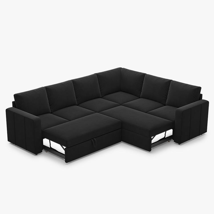 Belffin 6 Seats Modular Velvet Pull-out Sleeper Sofa