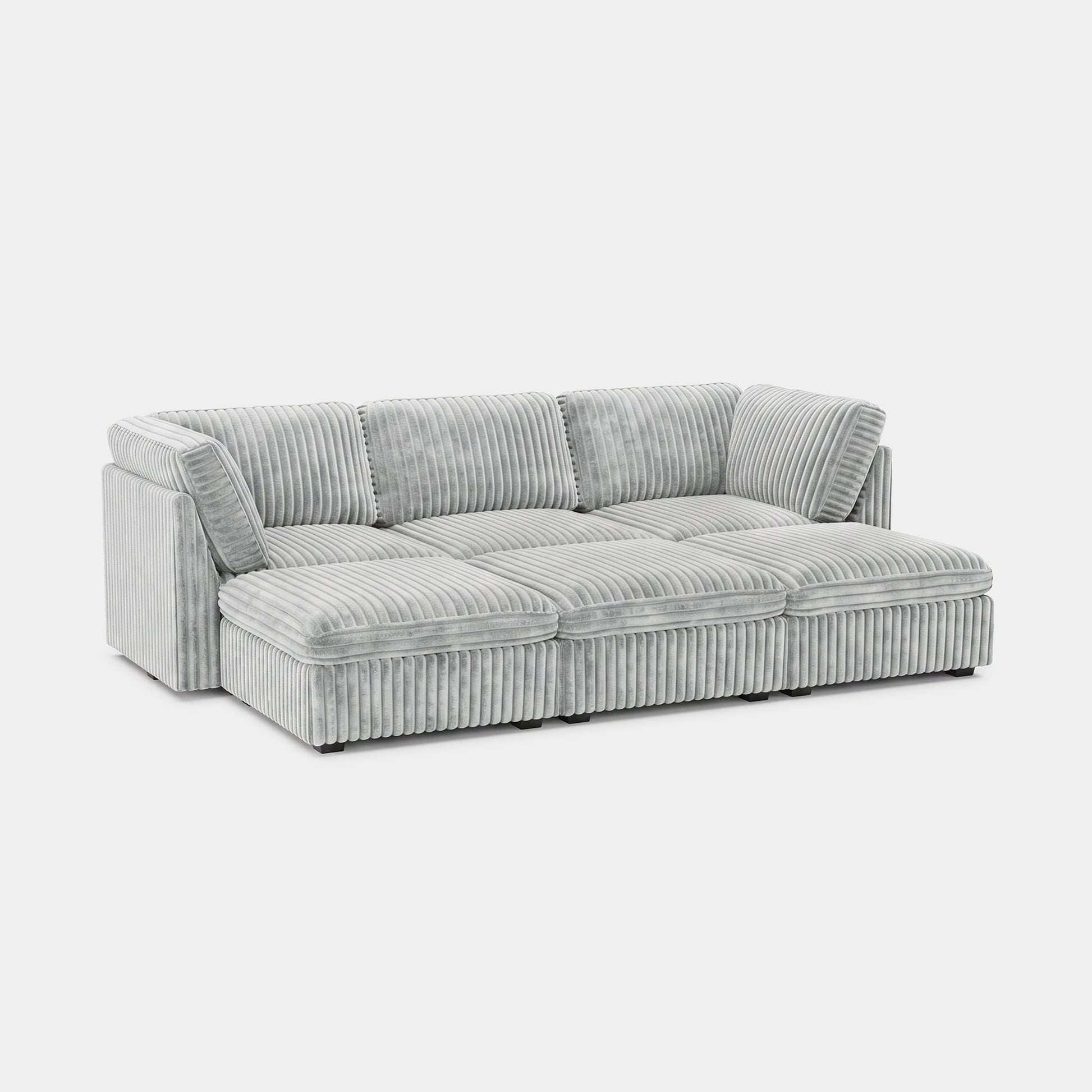 Cloud-Gray-/-Corduroy-6-Seat-Open-Pit-Sectional