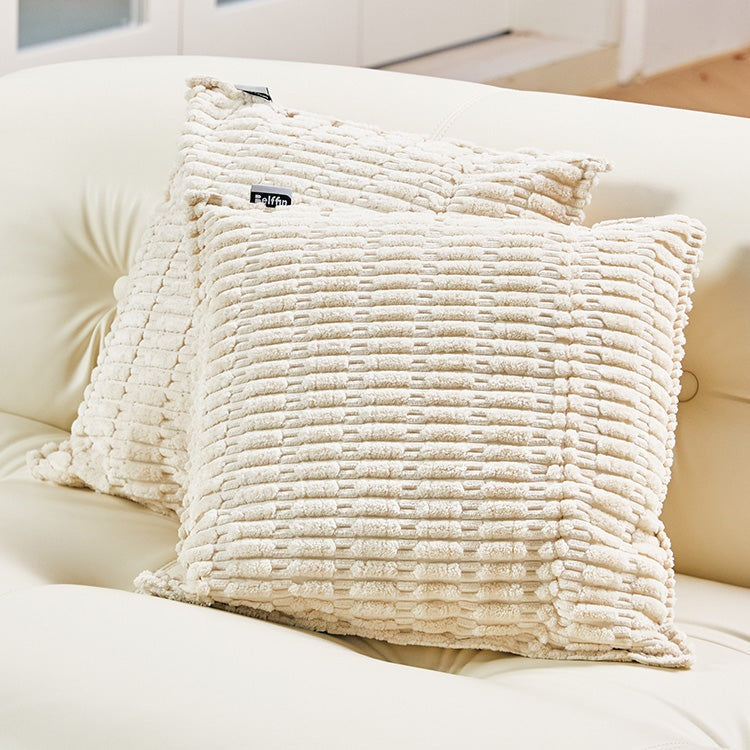 Belffin Ivory White Corduroy Throw Pillow - Set of 2