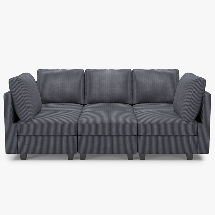 Belffin 6 Seats + 7 Sides Modular Corduroy Sleeper Sofa with Storage Seat