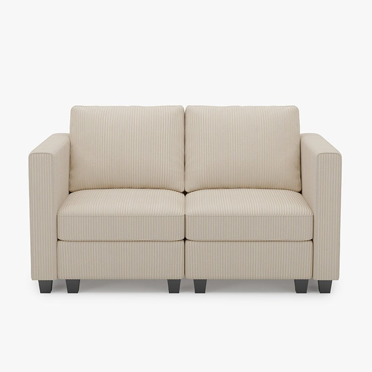 Belffin 2 Seats + 4 Sides Modular Corduroy Loveseat Sofa with Storage Seat