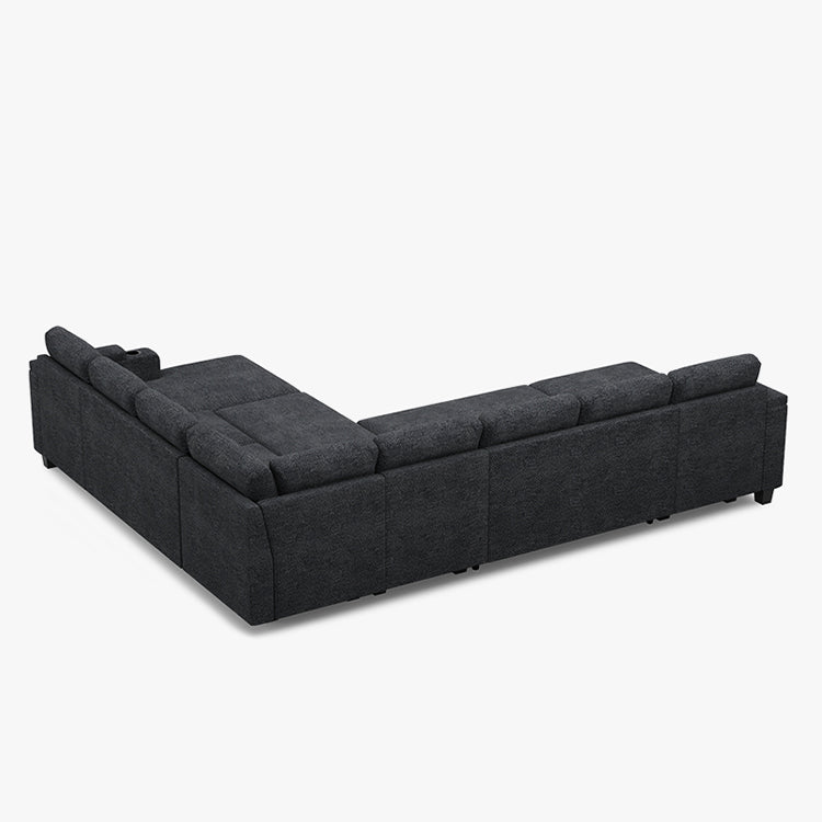 Belffin Modular 8 Seater Modular Chenille Pull-out  Sleeper Sofa with Storage Chaises