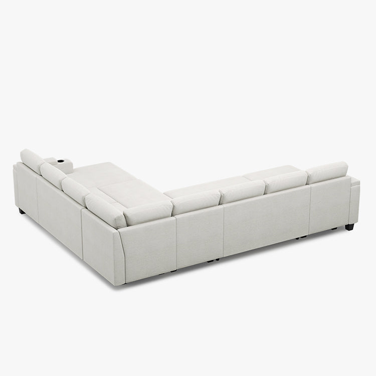 Belffin Modular 8 Seater Modular Chenille Pull-out  Sleeper Sofa with Storage Chaises