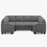 Silver-Grey-/-Chenille-9-Seat-U-Shaped-Pit-Sectional