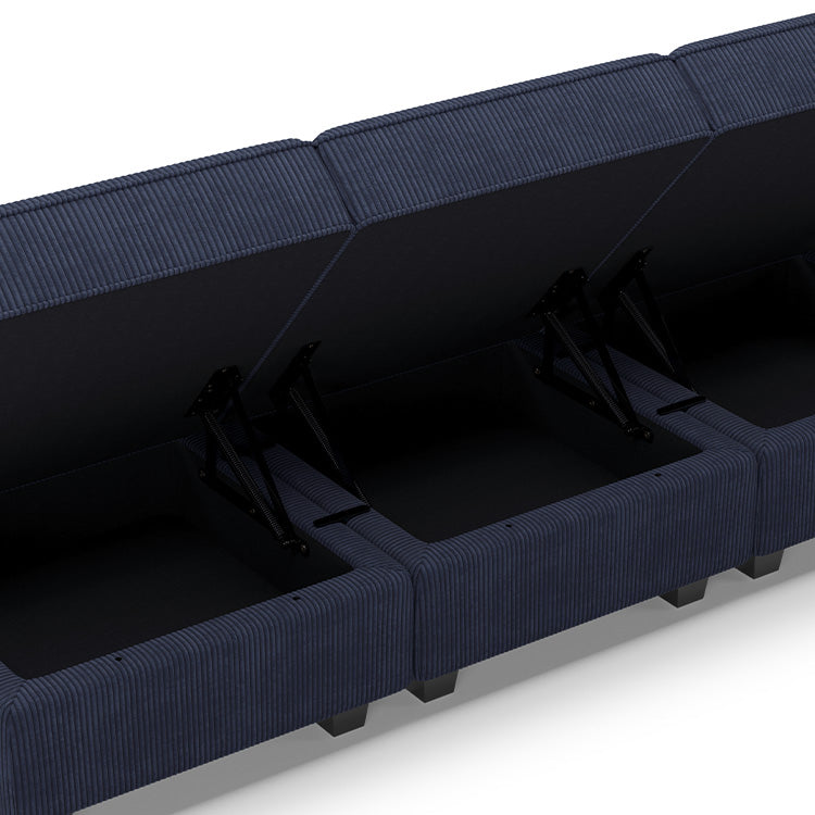 Belffin 7 Seats + 8 Sides Modular Wide Corduroy Sofa with Storage Seat