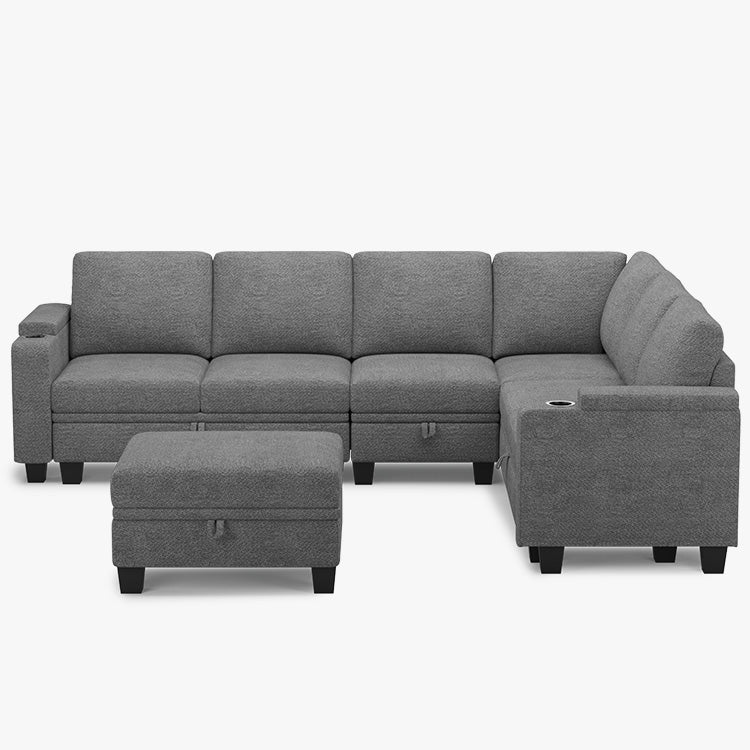 Silver-Grey-/-Chenille-7-Seat-U-Shaped-Sectional
