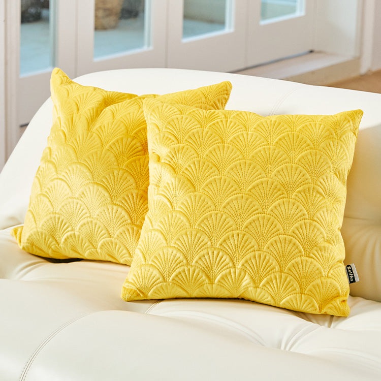 Belffin Chenille Set of 2 Yellow Throw Pillow