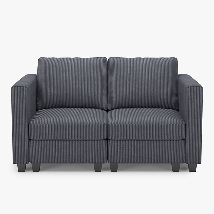 Belffin 2 Seats + 4 Sides Modular Corduroy Loveseat Sofa with Storage Seat