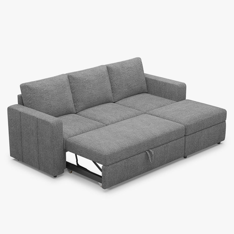 Belffin 3 Seats Modular Chenille Pull-out Sofa with Storage Ottoman