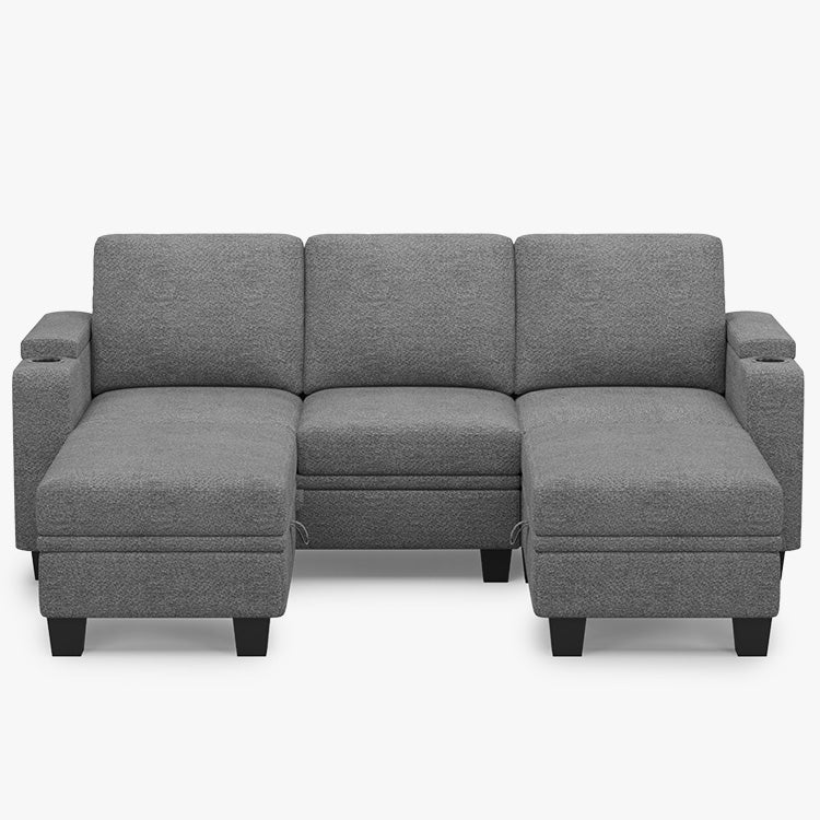 Silver-Grey-/-Chenille-5-Seat-U-Shaped-Open-Sectional