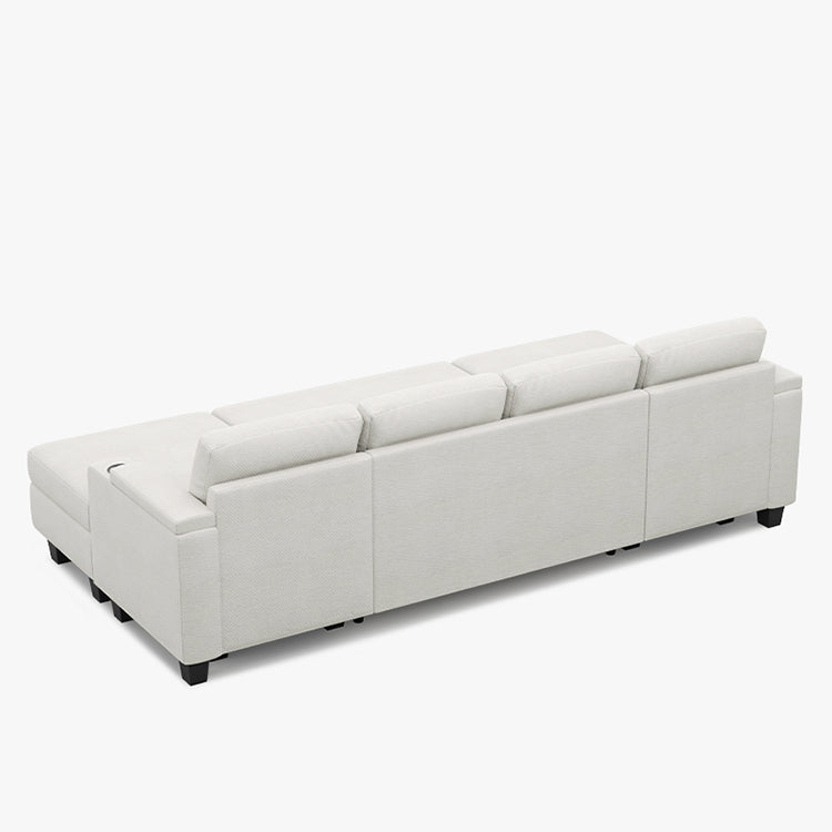 Belffin Modular 4 Seater Modular Chenille Pull-out  Sleeper Sofa with Storage Chaises